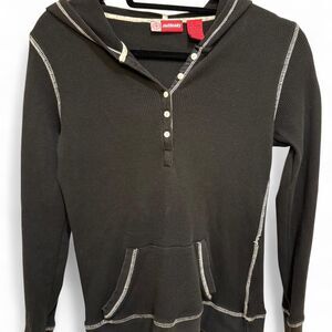 Outlooks Vintage Y2K 2000s Women's Black & White Trim Hoodie Shirt